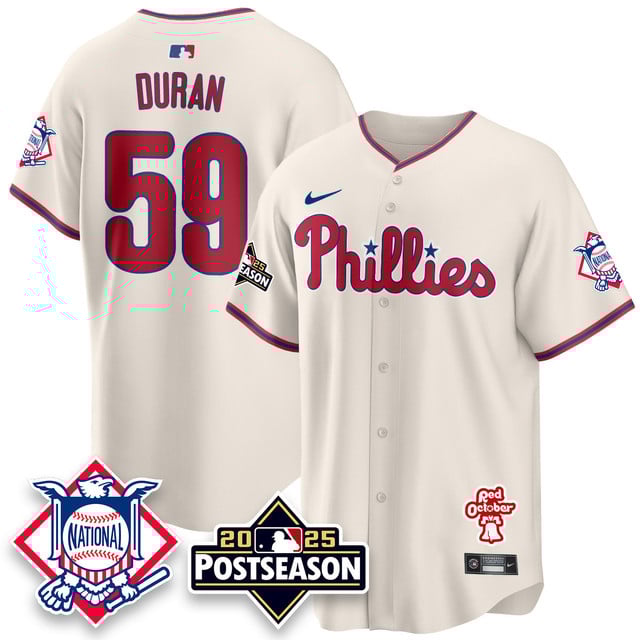 Men's Philadelphia Phillies 2025 Postseason Jersey cream #59 Jhoan Duran