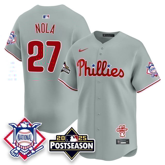 Men's Philadelphia Phillies 2025 Postseason Jersey gray #27 Aaron Nola
