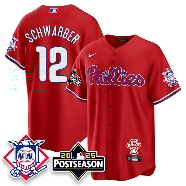 Men's Philadelphia Phillies 2025 Postseason Jersey red #12 Kyle Schwarber