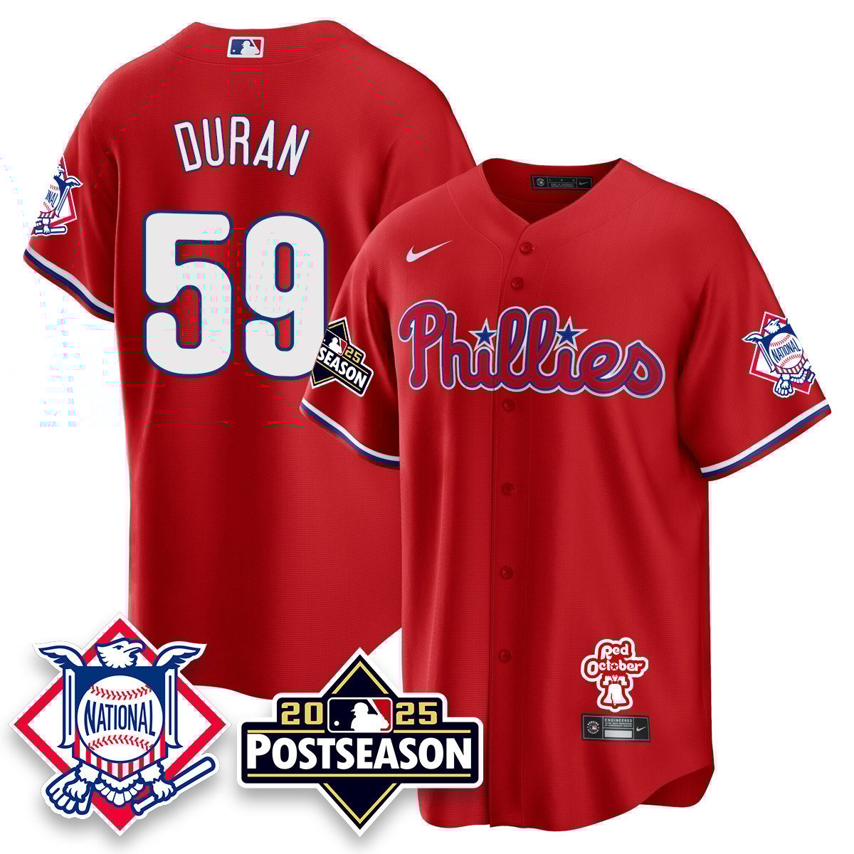 Men's Philadelphia Phillies 2025 Postseason Jersey red #59 Jhoan Duran
