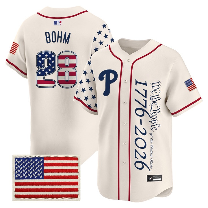 Men's Philadelphia Phillies America 250 Edition Vapor Premier Limited Jersey V2 CREAM #28 ALEC BOHM