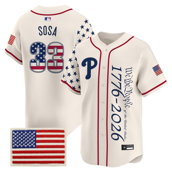 Men's Philadelphia Phillies America 250 Edition Vapor Premier Limited Jersey V2 CREAM #33 EDMUNDO SOSA