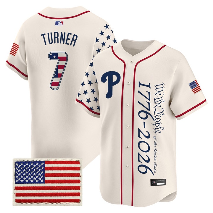 Men's Philadelphia Phillies America 250 Edition Vapor Premier Limited Jersey V2 CREAM #7 TREA TURNER