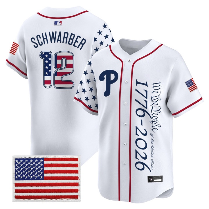 Men's Philadelphia Phillies America 250 Edition Vapor Premier Limited Jersey V2 WHITE #12 KYLE SCHWARBER