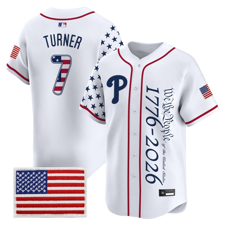 Men's Philadelphia Phillies America 250 Edition Vapor Premier Limited Jersey V2 WHITE #7 TREA TURNER