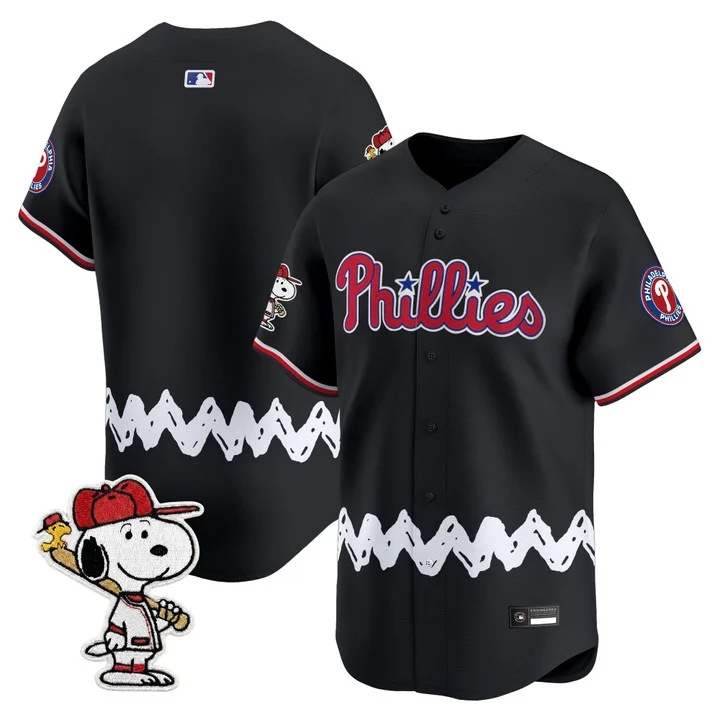 Men's Philadelphia Phillies x Peanuts Vapor Premier Limited Jersey BLACK BLANK