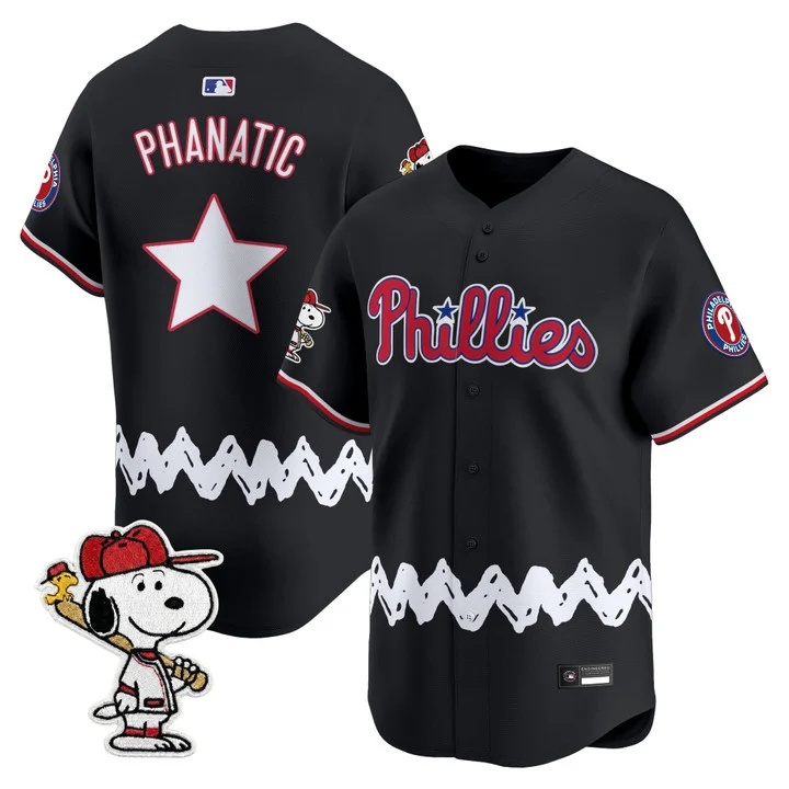 Men's Philadelphia Phillies x Peanuts Vapor Premier Limited Jersey BLACK PHANATIC
