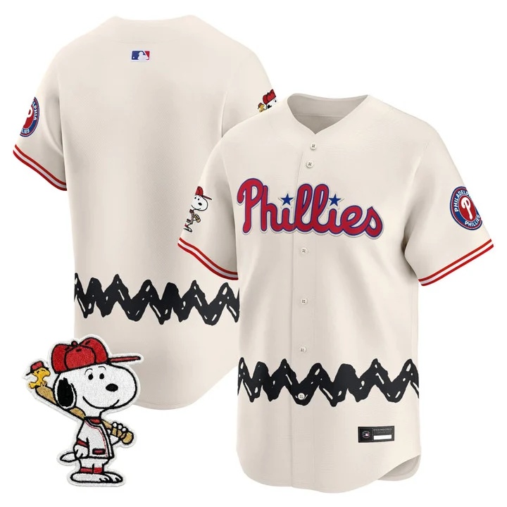 Men's Philadelphia Phillies x Peanuts Vapor Premier Limited Jersey CREAM BLANK