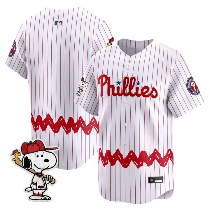 Men's Philadelphia Phillies x Peanuts Vapor Premier Limited Jersey PINSTRIPE BLANK