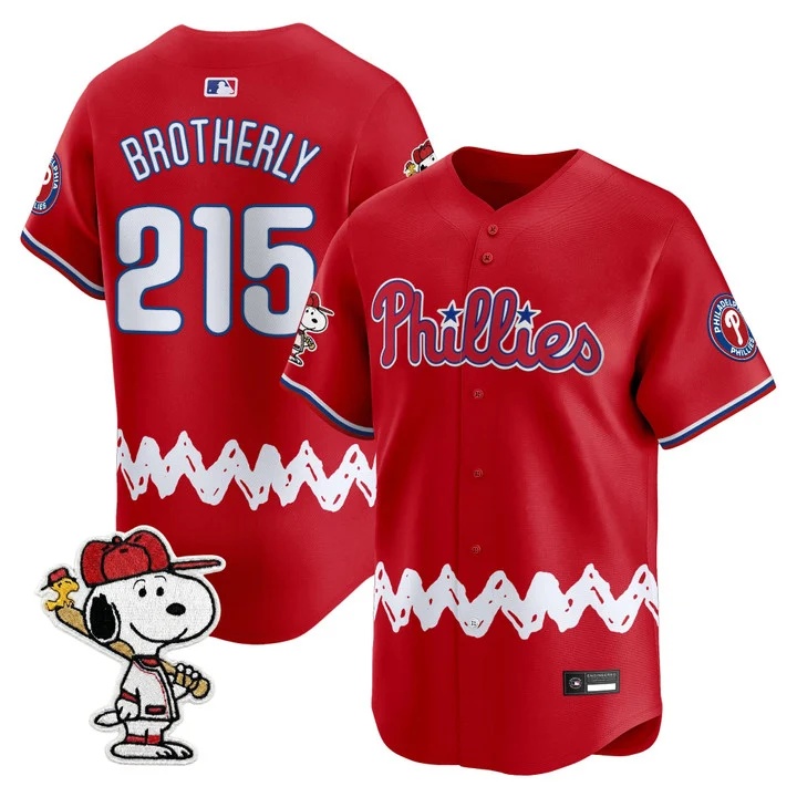 Men's Philadelphia Phillies x Peanuts Vapor Premier Limited Jersey RED#215 BROTHERLY