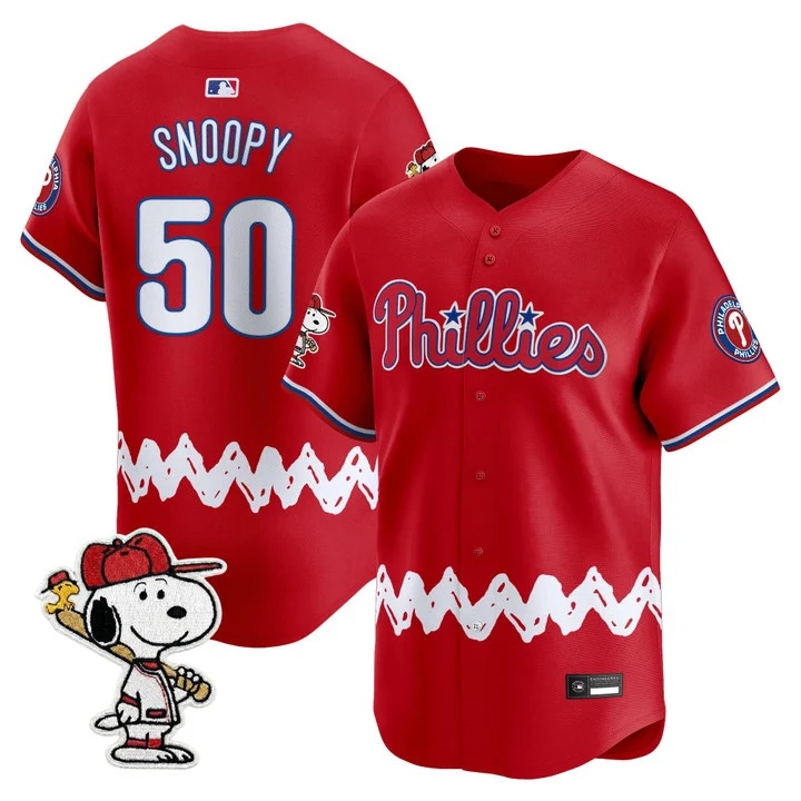 Men's Philadelphia Phillies x Peanuts Vapor Premier Limited Jersey RED#50 SNOOPY