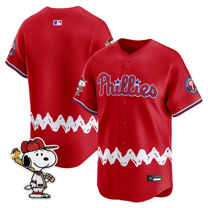 Men's Philadelphia Phillies x Peanuts Vapor Premier Limited Jersey RED BLANK
