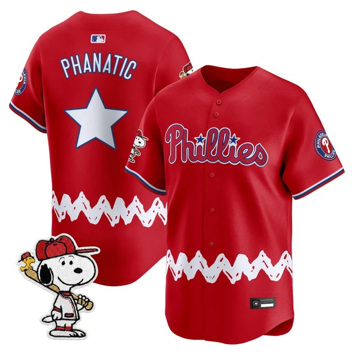 Men's Philadelphia Phillies x Peanuts Vapor Premier Limited Jersey RED PHANATIC
