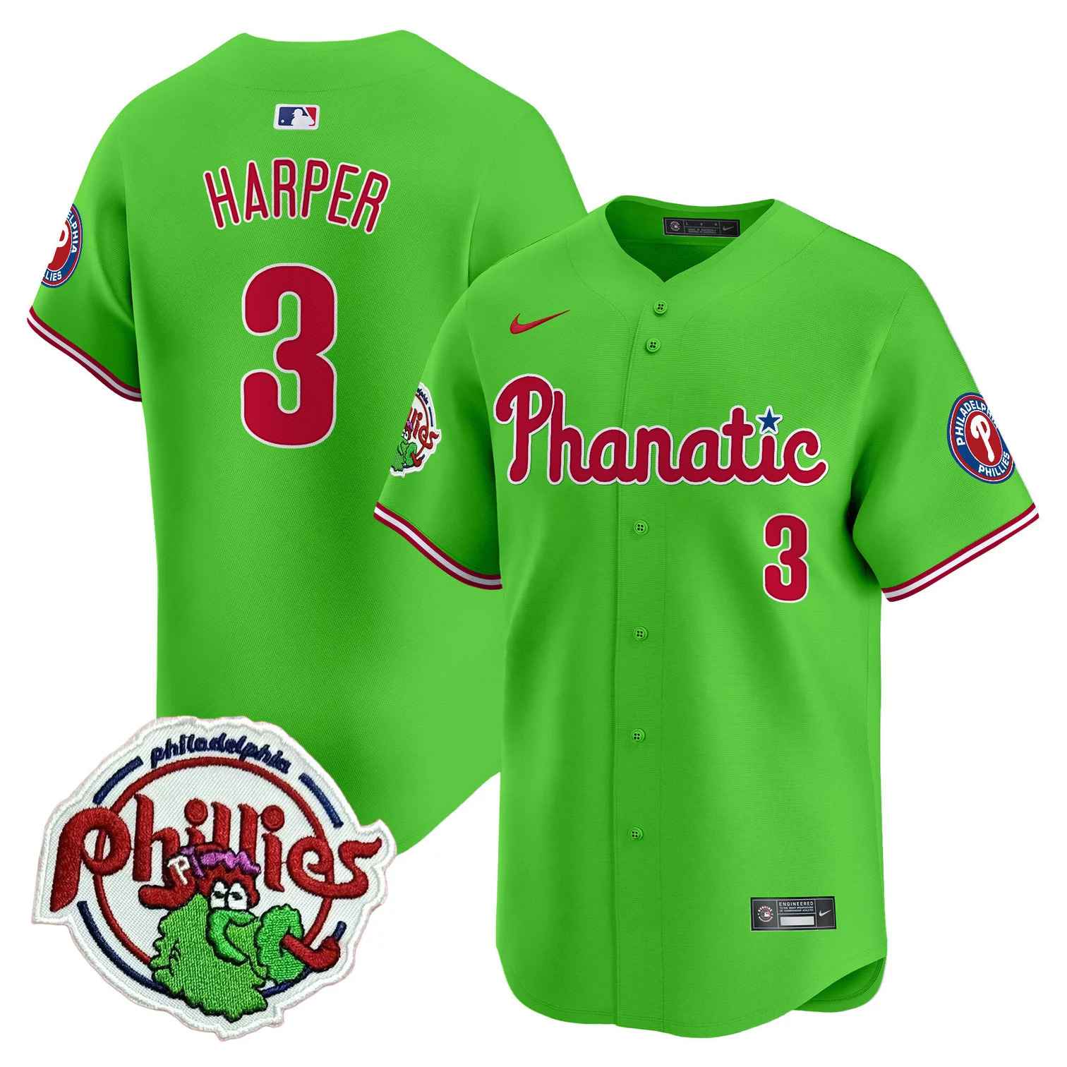 Men's Phillies Phanatic Patch Vapor Premier Limited Jersey #3 BRYCE HARPER