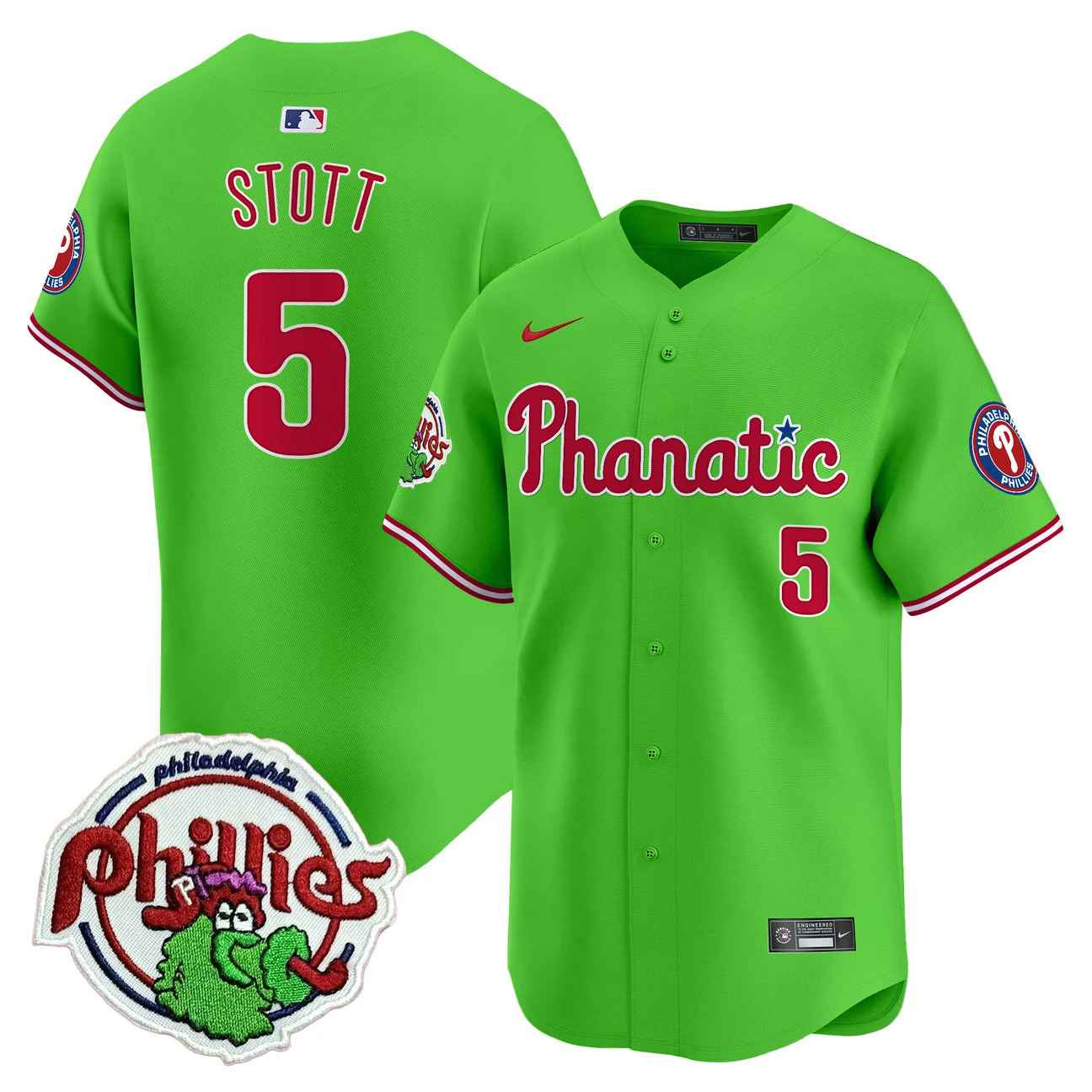 Men's Phillies Phanatic Patch Vapor Premier Limited Jersey #5 BRYSON STOTT