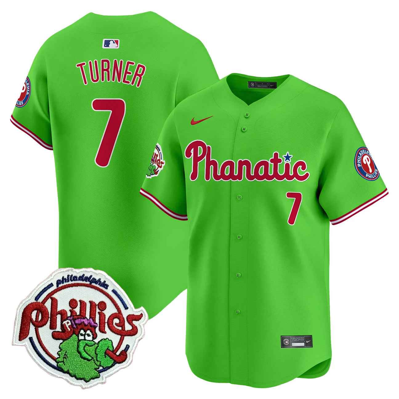 Men's Phillies Phanatic Patch Vapor Premier Limited Jersey #7 TREA TURNER