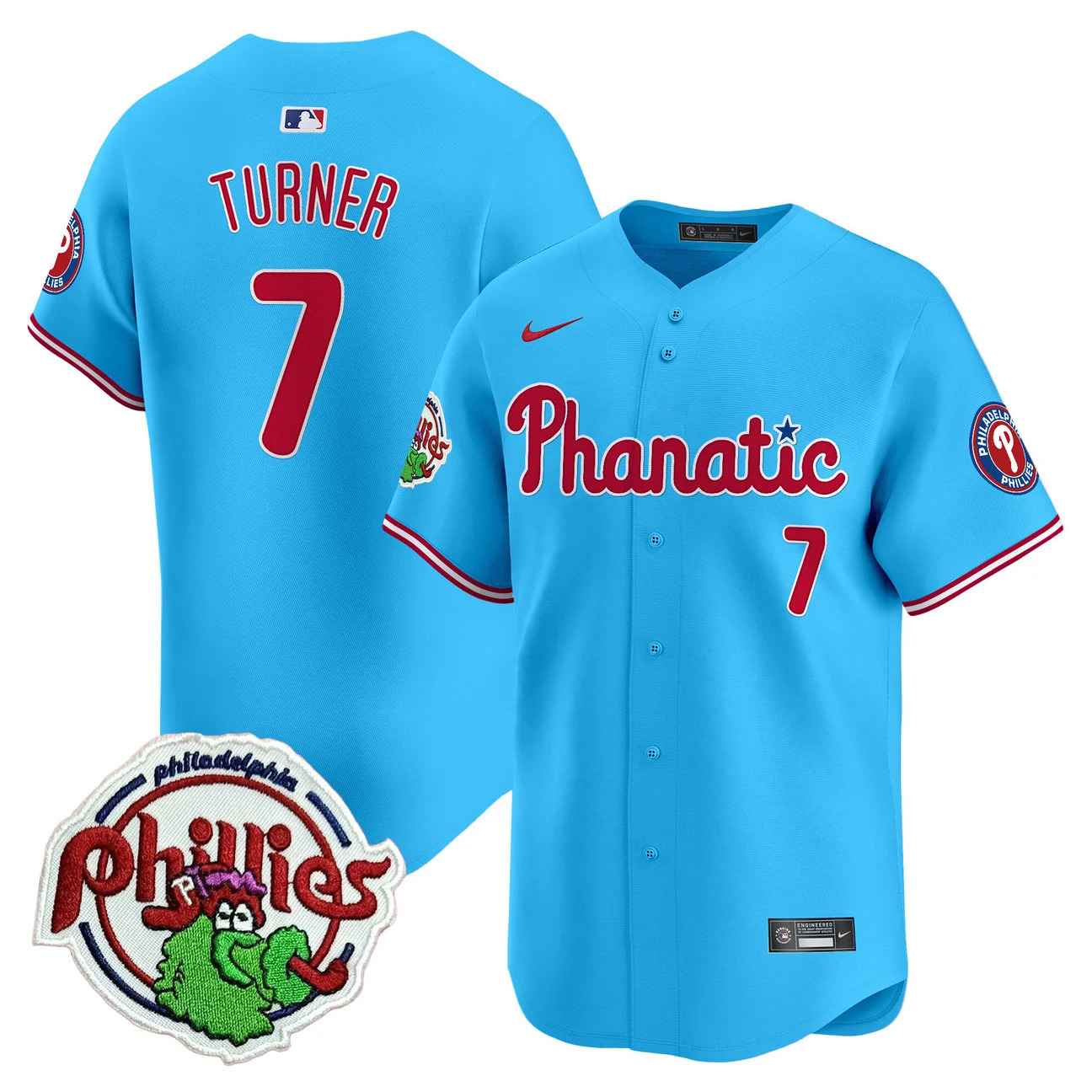 Men's Phillies Phanatic Patch Vapor Premier Limited Jersey BLUE #7 TREA TURNER