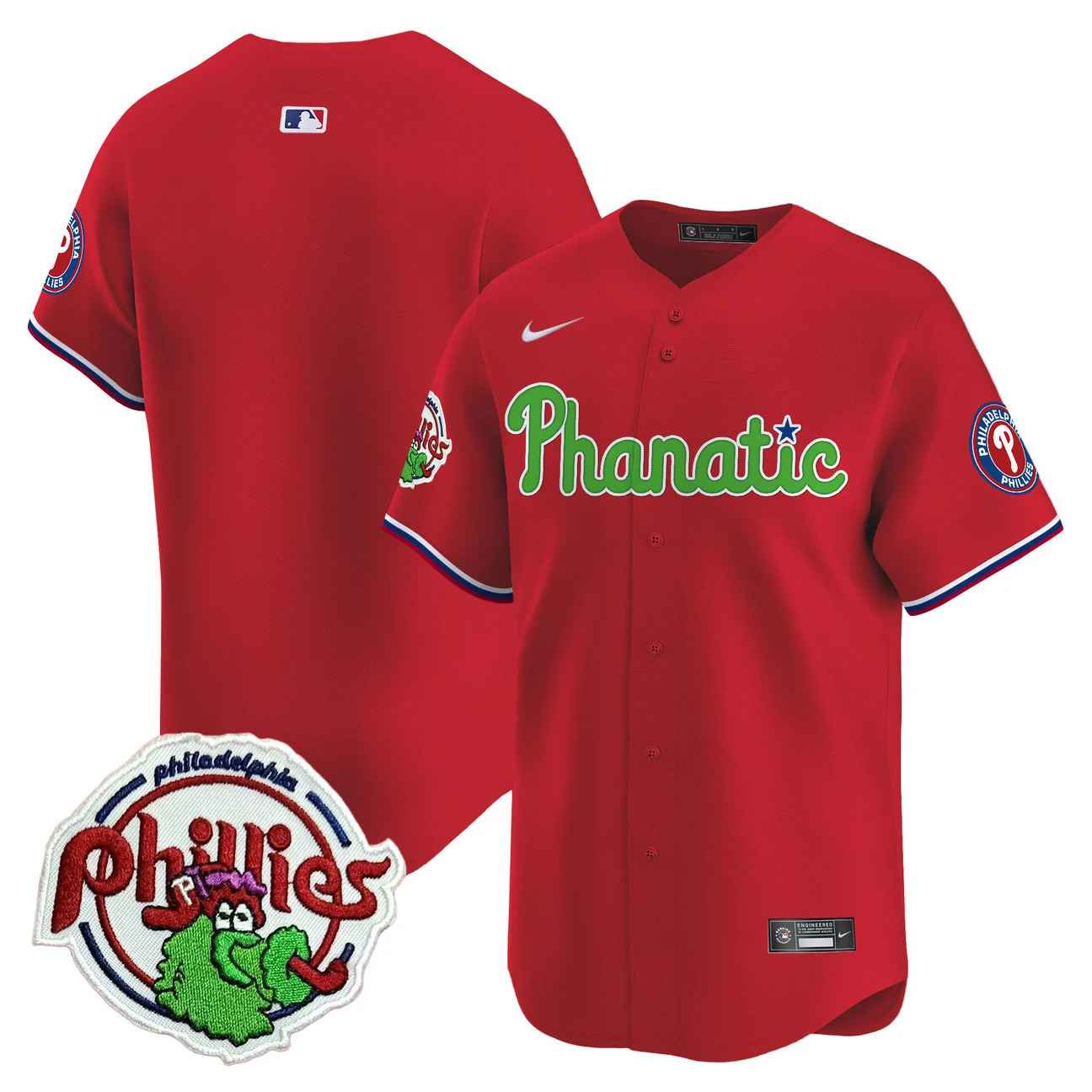 Men's Phillies Phanatic Patch Vapor Premier Limited Jersey RED BLANK