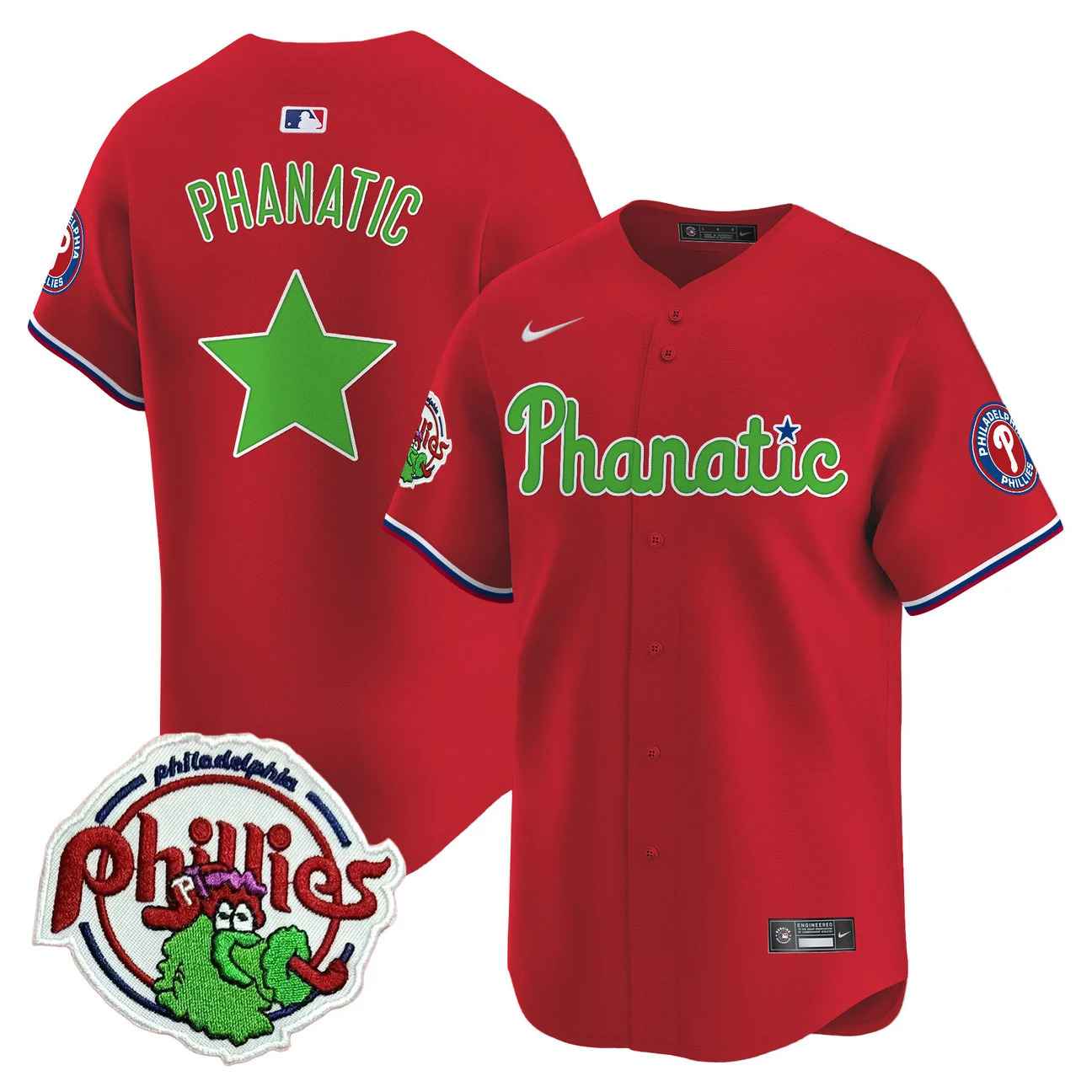 Men's Phillies Phanatic Patch Vapor Premier Limited Jersey RED PHANATIC