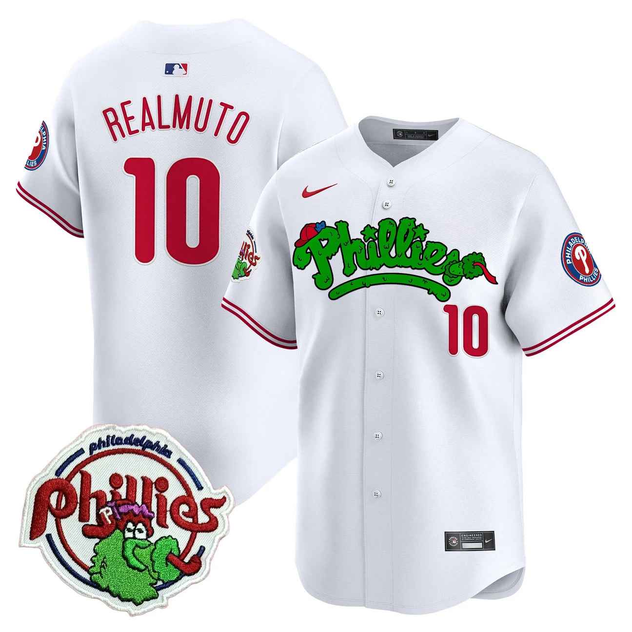 Men's Phillies Phanatic Patch Vapor Premier Limited Jersey V2 #10 J.T. REALMUTO