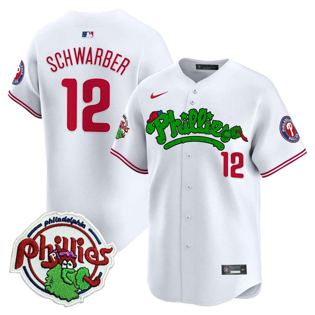 Men's Phillies Phanatic Patch Vapor Premier Limited Jersey V2 #12 KYLE SCHWARBER