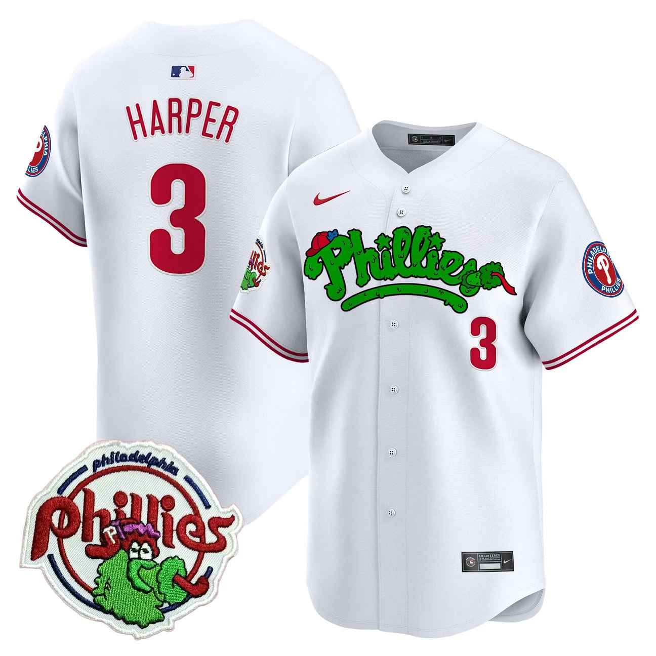 Men's Phillies Phanatic Patch Vapor Premier Limited Jersey V2 #3 BRYCE HARPER