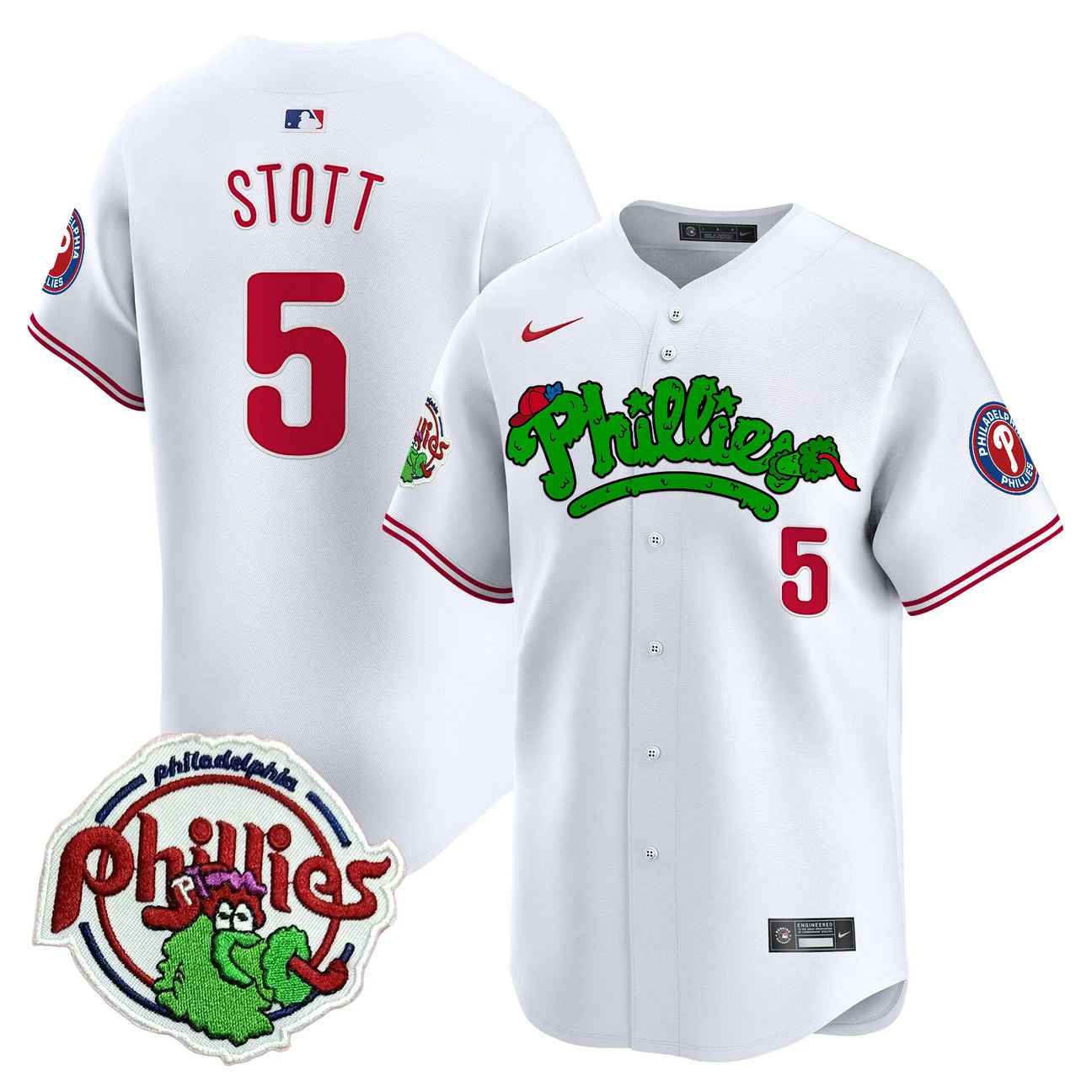 Men's Phillies Phanatic Patch Vapor Premier Limited Jersey V2 #5 BRYSON STOTT
