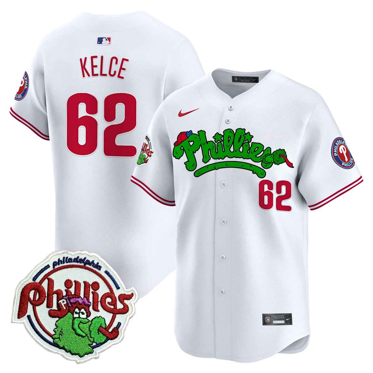 Men's Phillies Phanatic Patch Vapor Premier Limited Jersey V2 #62 JASON KELCE