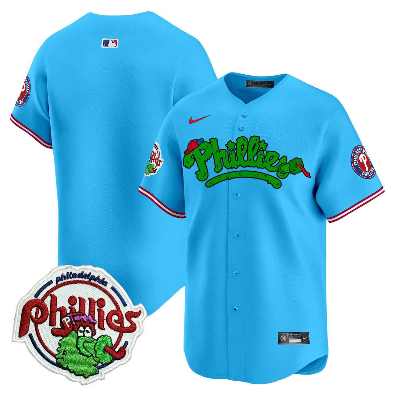 Men's Phillies Phanatic Patch Vapor Premier Limited Jersey V2 BLUE BLANK