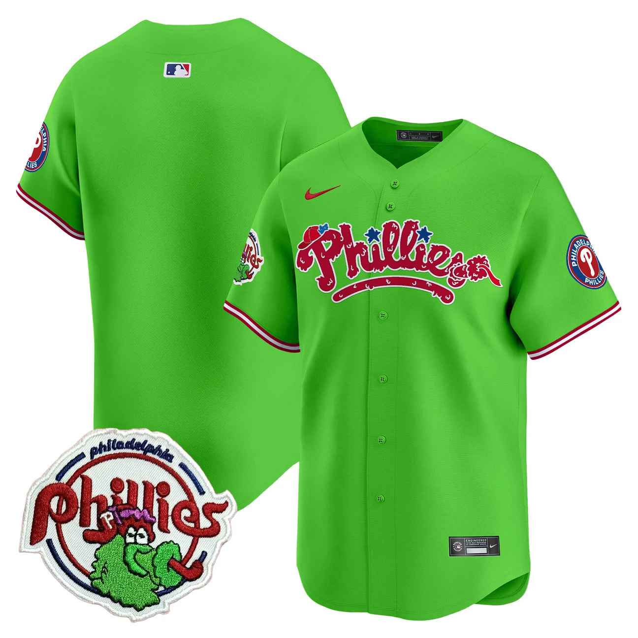 Men's Phillies Phanatic Patch Vapor Premier Limited Jersey V2 GREEN BLANK