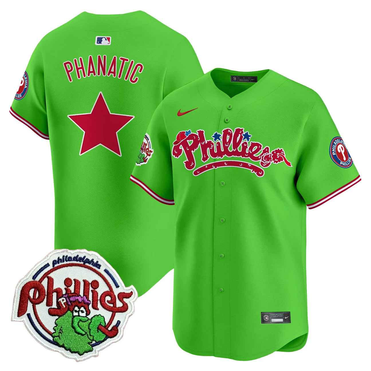 Men's Phillies Phanatic Patch Vapor Premier Limited Jersey V2 GREEN PHANATIC