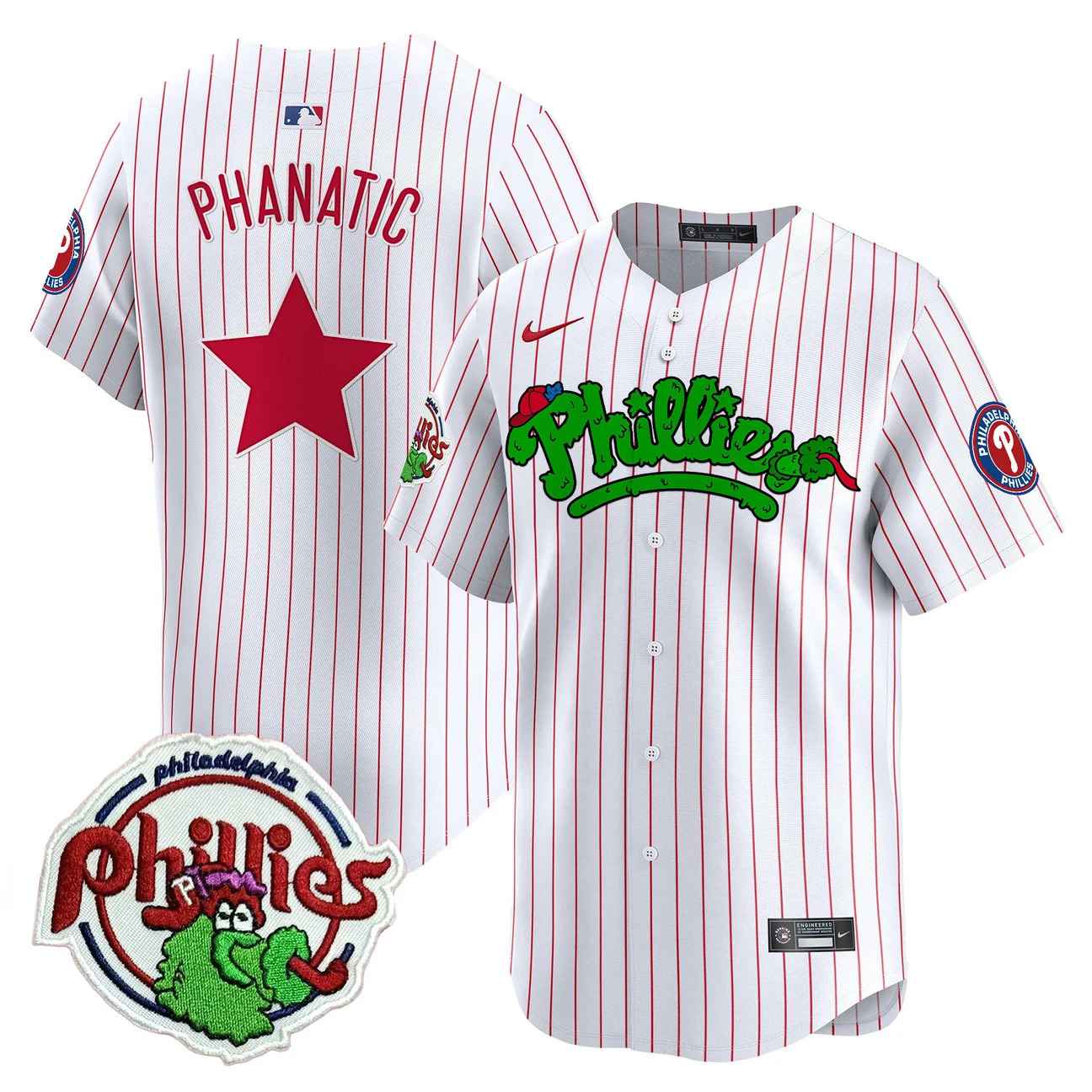 Men's Phillies Phanatic Patch Vapor Premier Limited Jersey V2 PINSTRIPE PANATIC