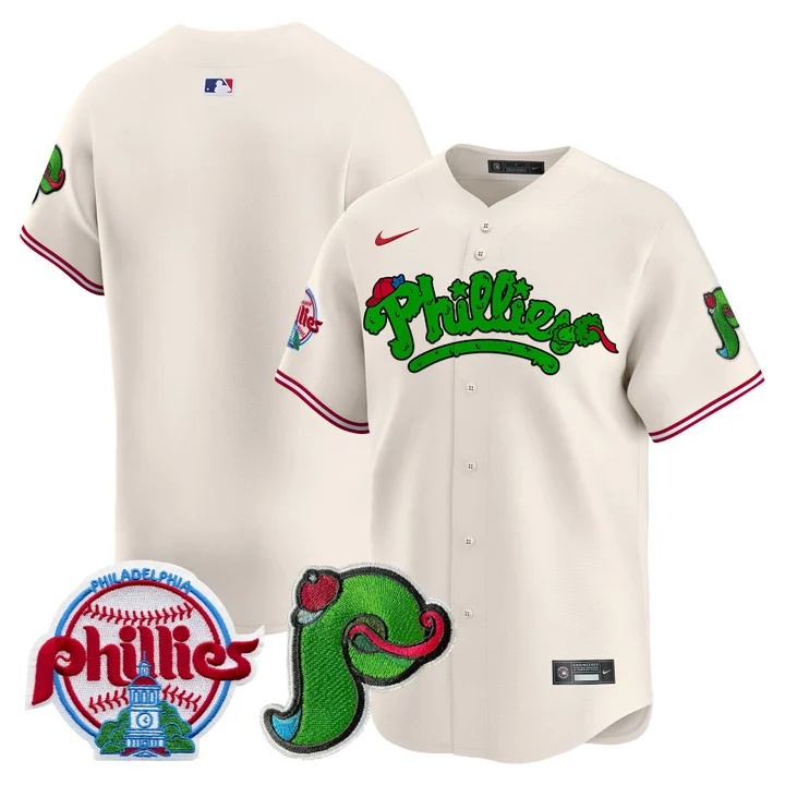 Men's Phillies Phanatic Patch Vapor Premier Limited Jersey V4 CREAM BLANK