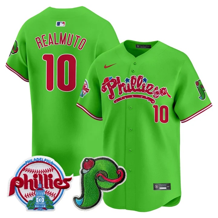 Men's Phillies Phanatic Patch Vapor Premier Limited Jersey V4 GREEN#10 J.T.REALMUTO