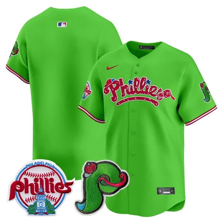 Men's Phillies Phanatic Patch Vapor Premier Limited Jersey V4 GREEN BLANK