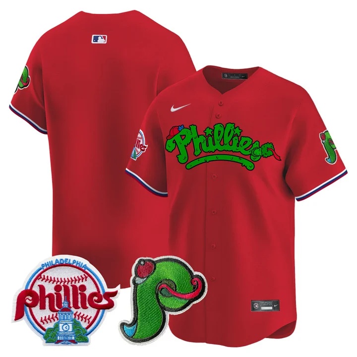 Men's Phillies Phanatic Patch Vapor Premier Limited Jersey V4 RED BLANK