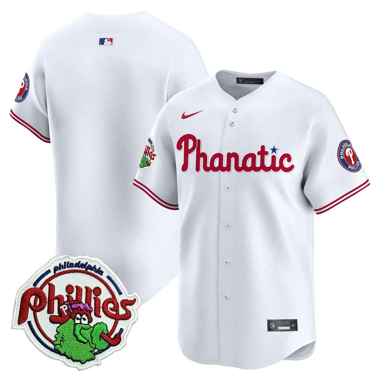 Men's Phillies Phanatic Patch Vapor Premier Limited Jersey WHITE BLNAK
