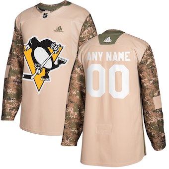 Men's Pittsburgh Penguins adidas Camo Veterans Day Custom Practice Jersey Stitched