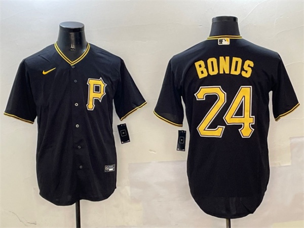 Men's Pittsburgh Pirates #24 Barry Bonds Black Cool Base Stitched Baseball Jersey