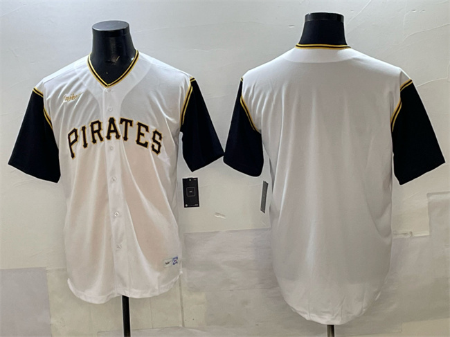 Men's Pittsburgh Pirates Blank White Cool Base Stitched Jersey
