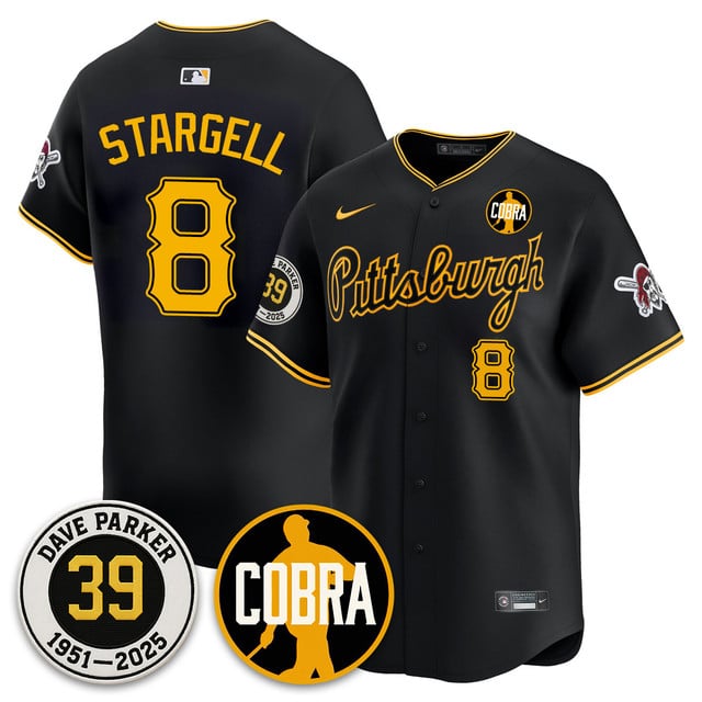 Men's Pittsburgh Pirates Memories Dave Parker Jersey- “COBRA” Patch #8 WILLIE STARGELL