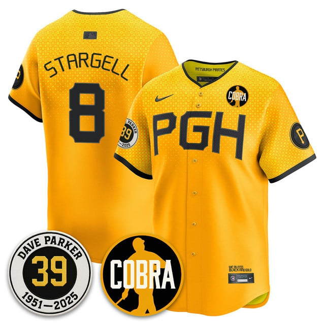 Men's Pittsburgh Pirates Memories Dave Parker Jersey- “COBRA” Patch CITY CONNECT #8 WILLIE STARGELL