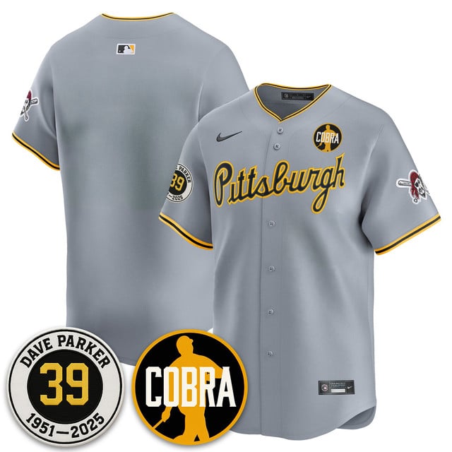 Men's Pittsburgh Pirates Memories Dave Parker Jersey- “COBRA” Patch GRAY BLANK