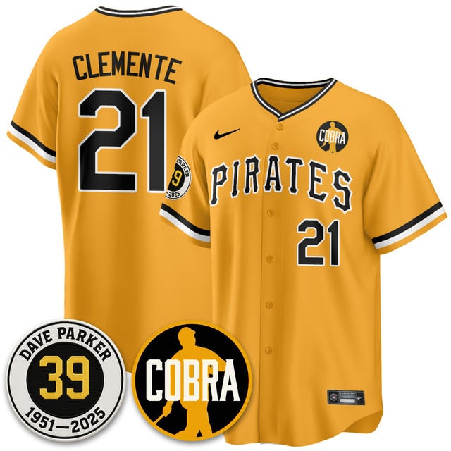 Men's Pittsburgh Pirates Memories Dave Parker Jersey- “COBRA” Patch THROWBACK #21 ROBERTO CLEMENTE