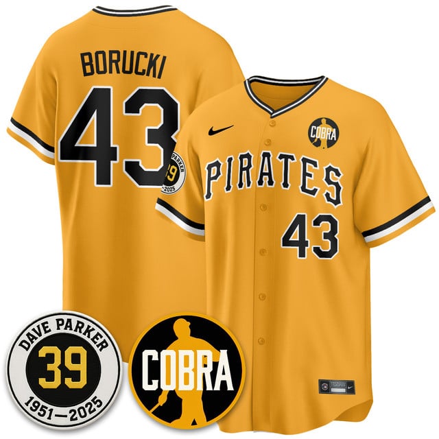 Men's Pittsburgh Pirates Memories Dave Parker Jersey- “COBRA” Patch THROWBACK #43 RYAN BORUCKI