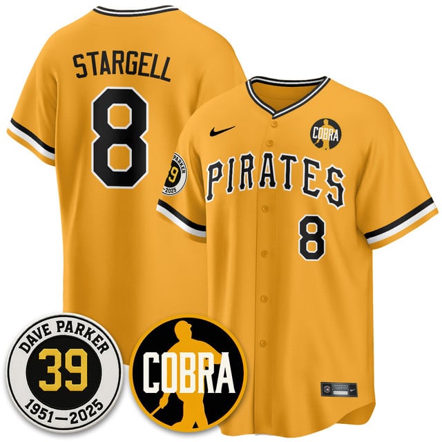Men's Pittsburgh Pirates Memories Dave Parker Jersey- “COBRA” Patch THROWBACK #8 WILLIE STARGELL