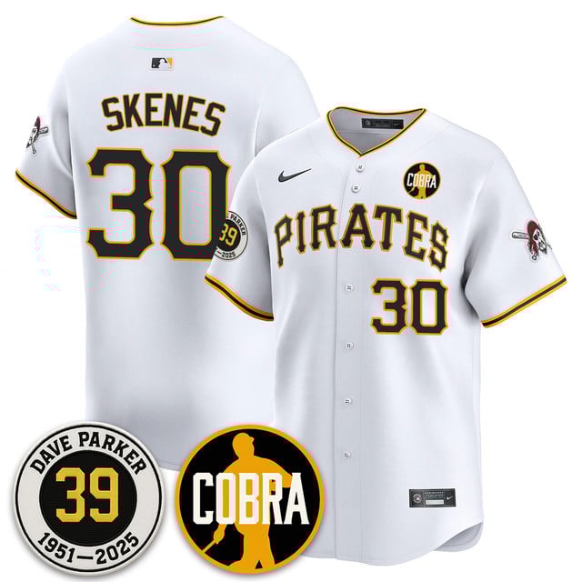 Men's Pittsburgh Pirates Memories Dave Parker Jersey- “COBRA” Patch WHITE #30 PAUL SKENES