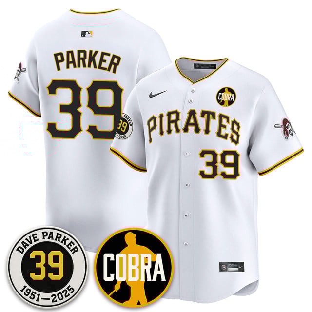 Men's Pittsburgh Pirates Memories Dave Parker Jersey- “COBRA” Patch WHITE #39 DAVE PARKER