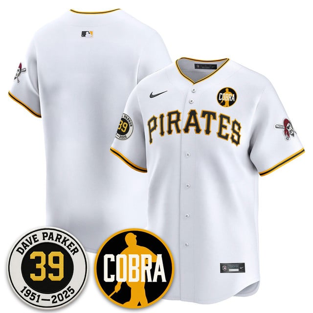 Men's Pittsburgh Pirates Memories Dave Parker Jersey- “COBRA” Patch WHITE BLANK