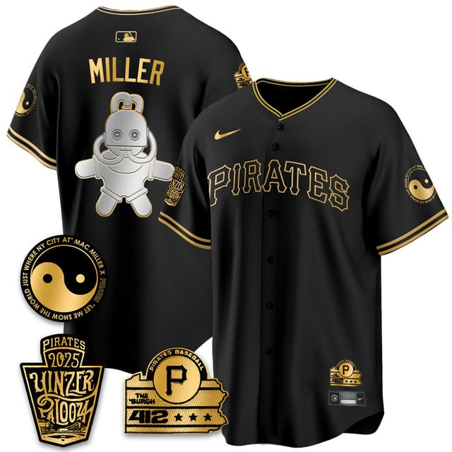 Men's Pittsburgh Pirates Yinzerpalooza 2025 Limited Jersey - All Stitched Black Gold Mac Miller
